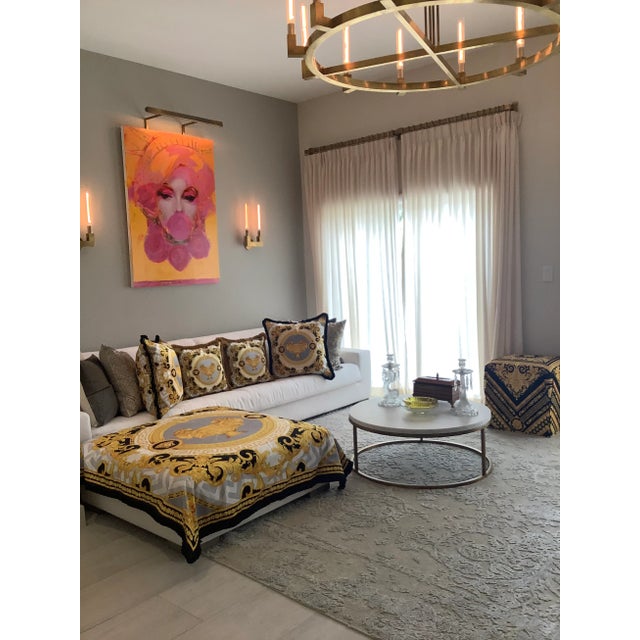 Versace Custom Made Lion & Urn Versace Style Throw For Sale - Image 4 of 12