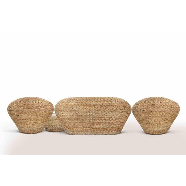 1990s Vintage Banana Tree Rattan Chairs, Sofa & Coffee Table, 1990s, Set of 3 For Sale - Image 5 of 9