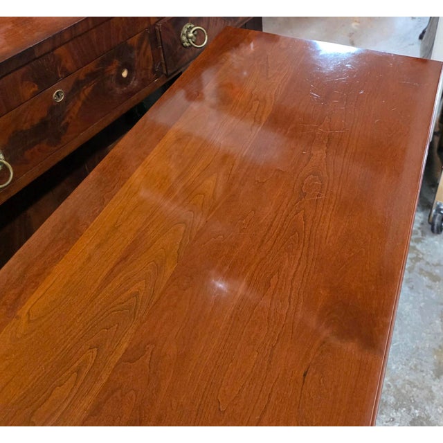 Stickley Solid Cherry Nine-Drawer Triple Dresser With Brass Hardware and Diamond Carved Accents, Circa 1990s For Sale - Image 10 of 14
