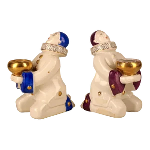 Pair of Early 20th Century French Art Déco Hand-Painted and Glazed Ceramic Pierrot Sculptures/Perfume Lamps Designed by Aladin for Robj