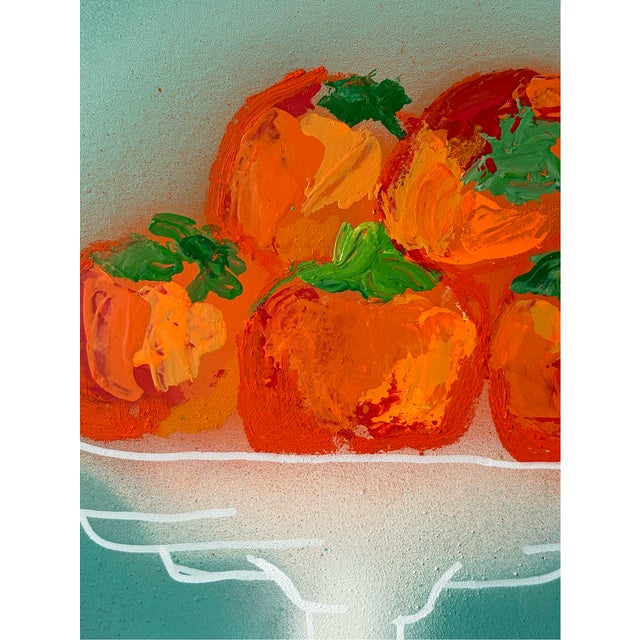 Quince Persimmone Fruit Bowls No.1 Contemporary Still Life For Sale - Image 4 of 5
