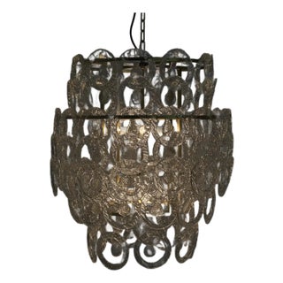 NOIR Quebec Chandelier, Metal with Brass Finish For Sale