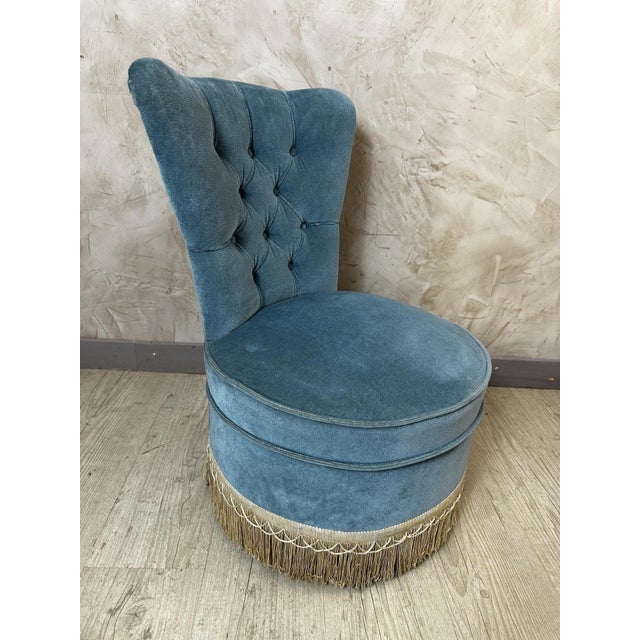 Velvet Lounge Chair, 1950s For Sale - Image 4 of 12
