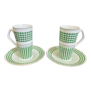 Mid Century Modern LaGardo Tackett Schmid Irish Coffee Cups & Saucers Set- 4 Pieces