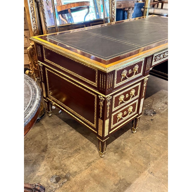 Louis XVI Style Mahogany and Gilt Bronze Bureau Plat For Sale - Image 11 of 11