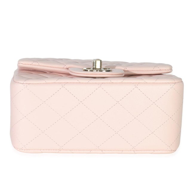 Chanel Pink Quilted Lambskin Mini Square Flap Bag For Sale - Image 4 of 8