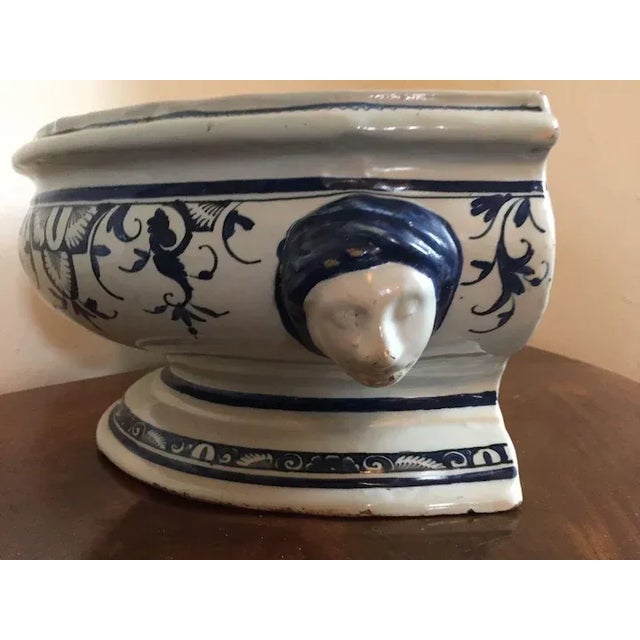Delft 1750s French Baroque Delft Tin Glaze Faience Basin For Sale - Image 4 of 11