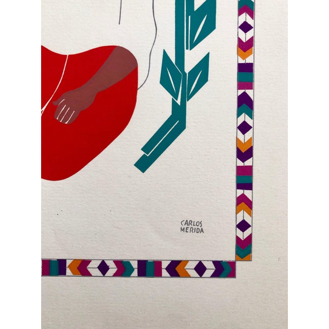 Carlos Merida, 1945 Mexican Modernist Silkscreen Serigraph Print Regional Dress Carlos Merida, 1945 For Sale - Image 4 of 6
