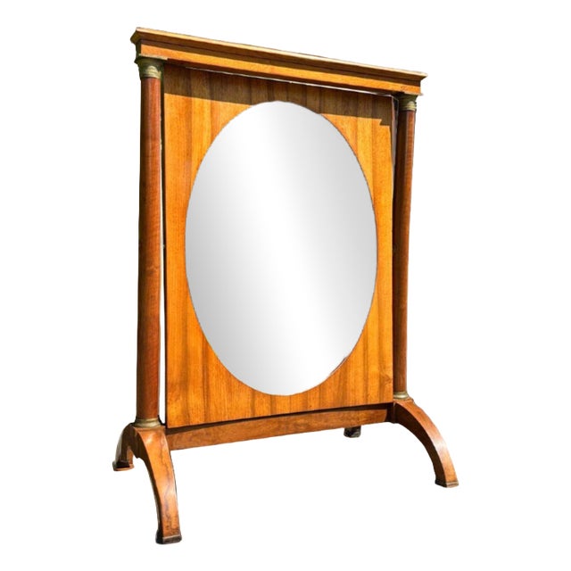 Empire Standing Mirror in Walnut For Sale