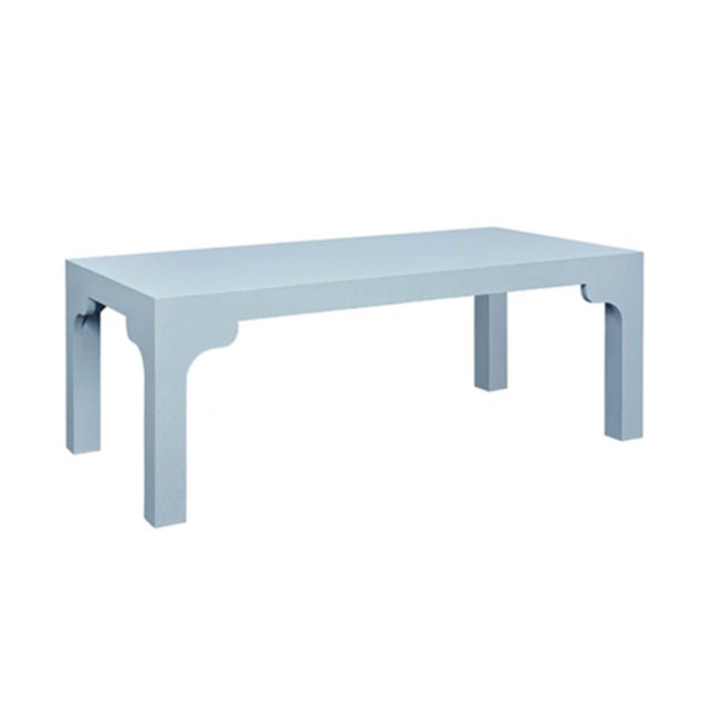 Contemporary Matthew Izzo Home Kendall Light Blue Linen Parson Style Coffee Table For Sale - Image 3 of 9