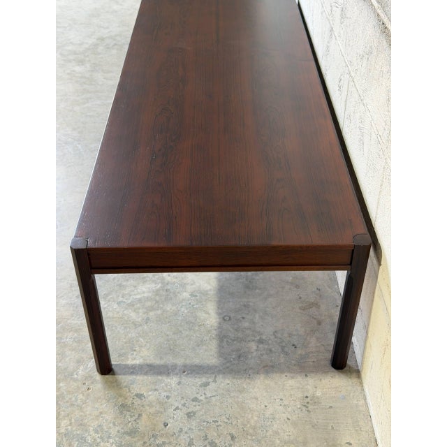 Rosewood Minimalist Coffee Table With Straight Legs Danish Mid-Century Modern 1960s For Sale - Image 9 of 12