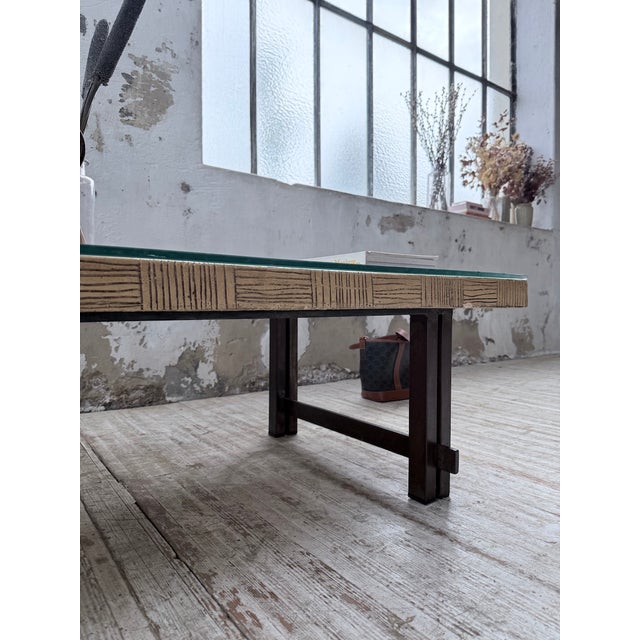 Ceramic Coffee Table with Carved Stone, 1950s For Sale - Image 13 of 18