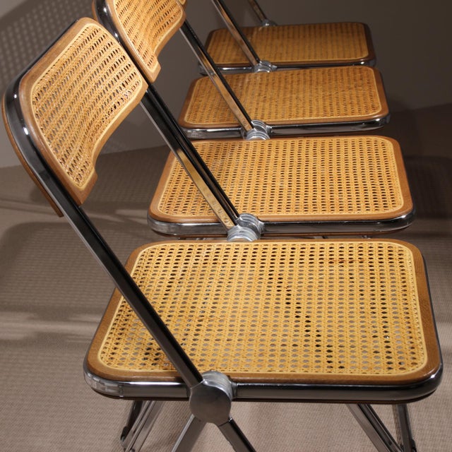 Plia Folding Chairs with Cane by Giancarlo Piretti for Anonima Castelli, 1970s, Set of 4 For Sale - Image 10 of 15