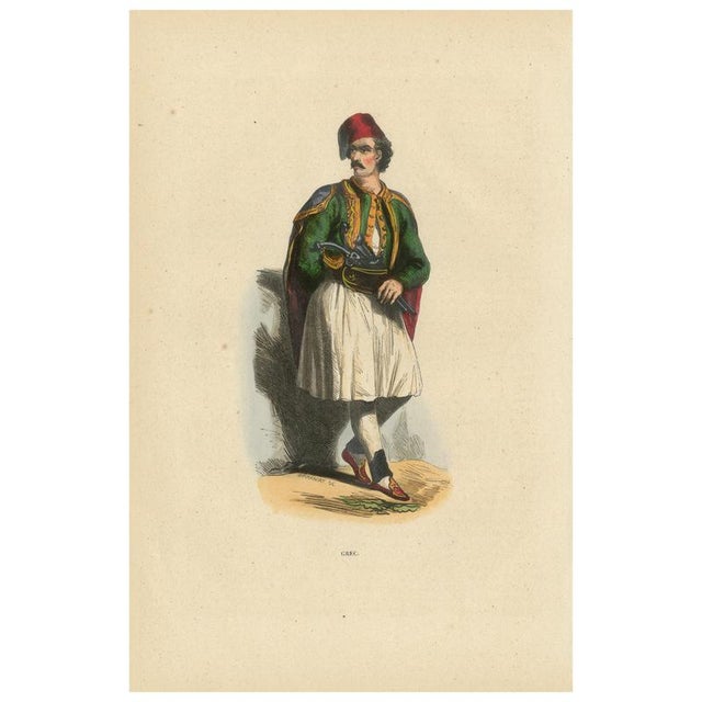 Greek Man in Traditional Dress, 1845, Hand-Coloured Lithograph For Sale - Image 10 of 10
