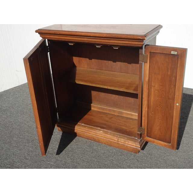 Vintage French Country Brown Side Table Cabinet W Two Doors For Sale - Image 9 of 14