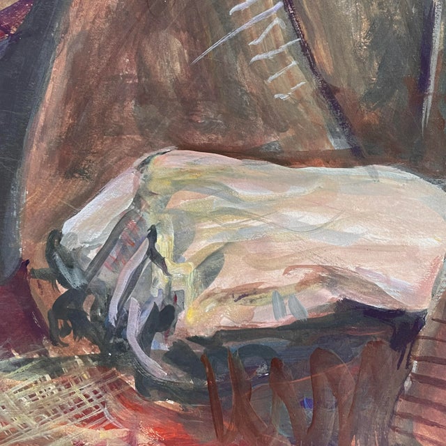 Georges Braque e.j. Hartmann (American, B. 1925) - Portrait of Georges Braque, Signed (2001, Gouache on Paper) For Sale - Image 4 of 5