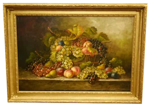 Italian Artist, Fruit Still Life, Oil Painting, Framed