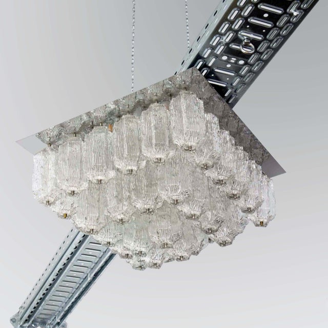 Large Vintage Ceiling Light with 32 Textured Glass Elements by J. T. Kalmar for Stölzle, 1970s For Sale - Image 4 of 11