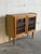 Oak Display Cabinet With Leaded Glass Doors Interior Shelf Mid-Century Modern Denmark 1960s For Sale - Image 4 of 10