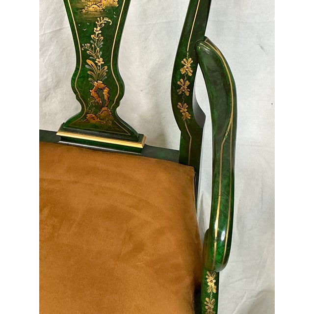 1980s Signed Norman Lundin Green Chinoiserie Armchair For Sale - Image 12 of 18