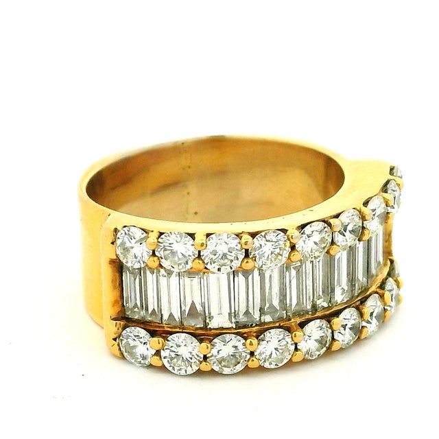 1980s American 18k Gold 4.60 Carat Diamond Wide Band Ring, Size 6.5 For Sale - Image 11 of 12