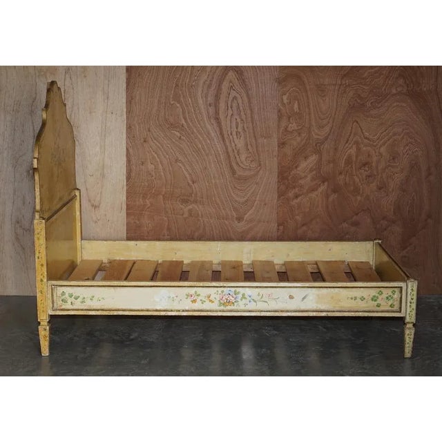 Antique French Hand Painted Bed Frame in Oak Pine Slats For Sale - Image 14 of 18