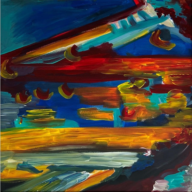 Angela Wakefield Psychedelic Abstract Landscape Painting of Urban City Scene by British Artist 2005 For Sale - Image 4 of 4