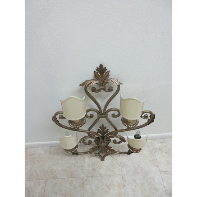 1990s 1990s Fine Art Lamps French Regency Wrought Iron Acanthus Leaf Wall Sconce Lamp A For Sale - Image 5 of 11