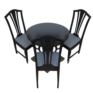 Black Round Brass Embossed Sheet Table & Chairs, 1920s, Set of 4