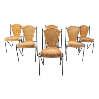 Wicker Chairs by Frederick Weinberg, 1960s, Set of 6 For Sale
