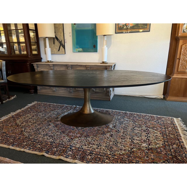 Restoration Hardware Aero Sable Oak + Antiqued Brass Oval Dining Table Chairish