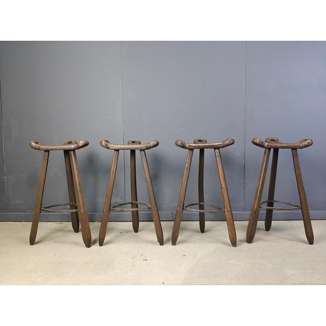 Vnitage Brutalist Bar Stools, 1960s, Set of 4 For Sale - Image 9 of 13