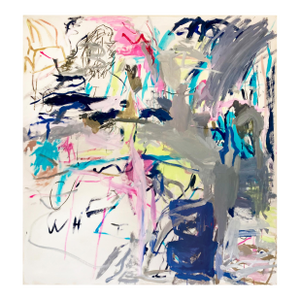 Contemporary Abstract Acrylic and Oil Stick on Canvas "Season of Lizards" by Macha Poynder