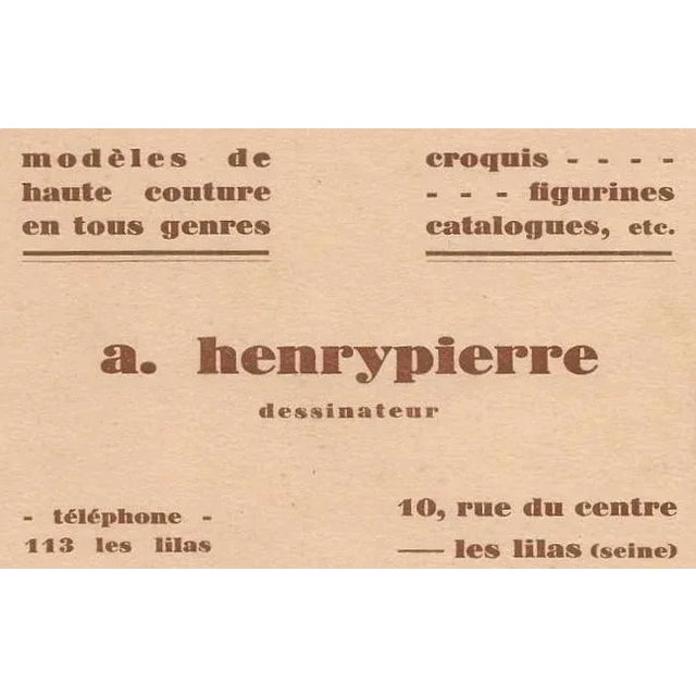 1930s Art Deco French Pocketbook Fashion Design Drawing For Sale - Image 4 of 5