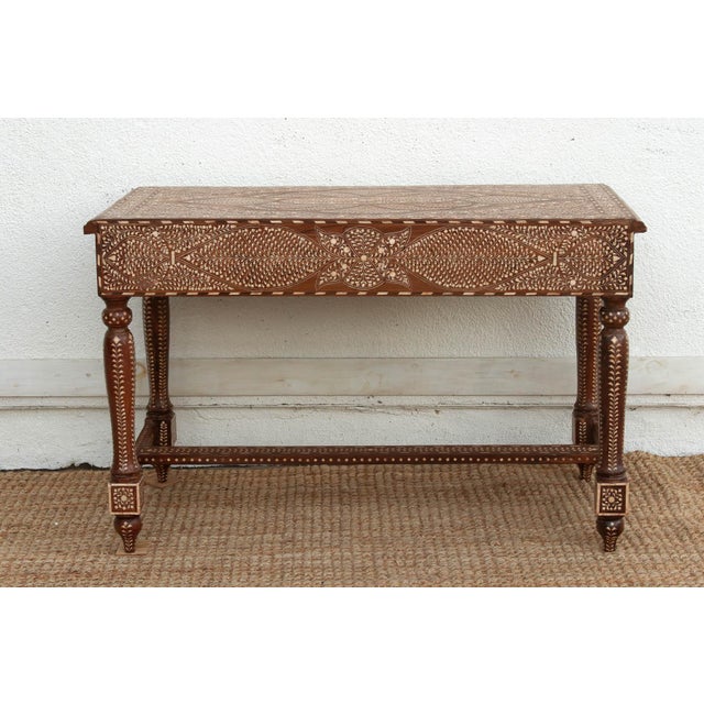 Brown Exquisite Medallion Top Inlay Writing Table For Sale - Image 8 of 10