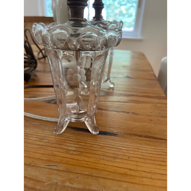 1960s Petite Antiqued Glass Lamps, Pair For Sale - Image 4 of 6