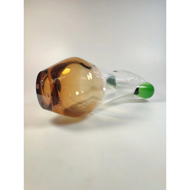 Glass Art Deco Vase by Ladislav Paleček for Škrdlovice Glassworks, 1970s For Sale - Image 7 of 8