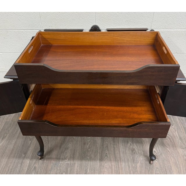 Vintage Georgian Revival Mahogany Tea Server Hostess Cabinet For Sale - Image 4 of 12
