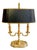 Vintage French Neoclassical Brass Three-Light Bouillotte Lamp With Black Tole Shade For Sale
