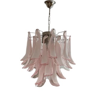 Small Pink Murano Chandelier in Mazzega Style For Sale