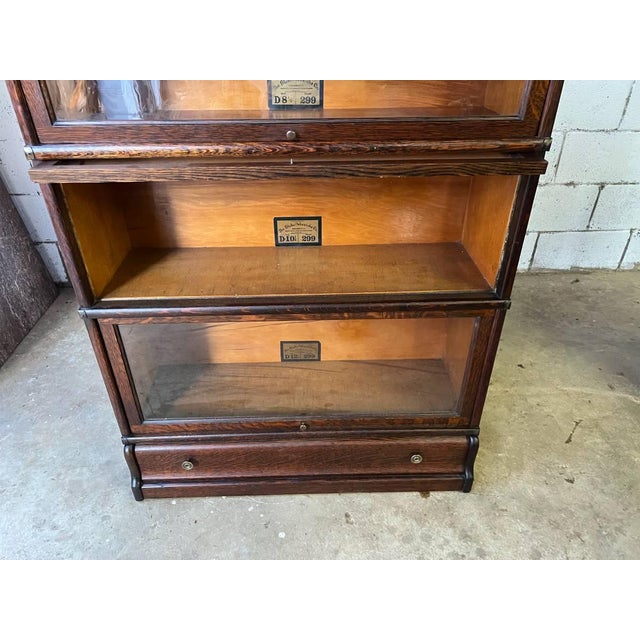 Early 20th Century Globe -Wernicke Antique Tiger Oak Five Stacking Bookcase/ Lawyer Bookcase For Sale - Image 10 of 18