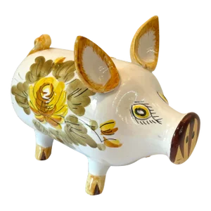 Vintage Italian Hand Painted Ceramic Piggy Bank