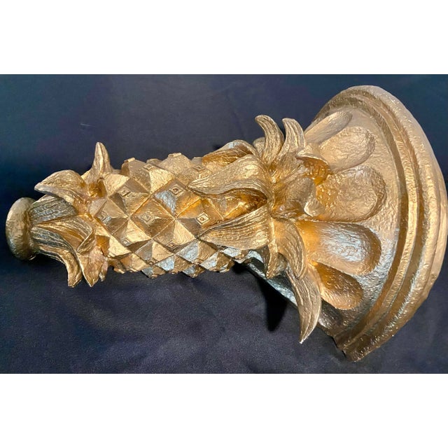 Chinoiserie Vintage Pineapple Gold Sconce Wall Shelf For Sale - Image 3 of 6