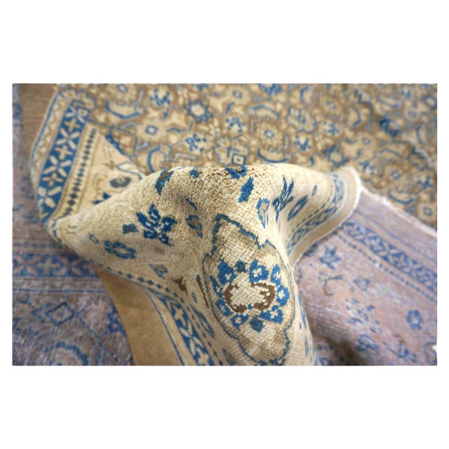 Textile Antique Persian Sultanabad Wool 12x17 Tan, Grey & Light Blue Handmade Area Rug #1142501 For Sale - Image 7 of 8