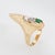 Vintage Erte peacock "Rayonnement" (radiance) emerald & diamond ring crafted in 14k yellow gold (circa 1970s). Oval cut...
