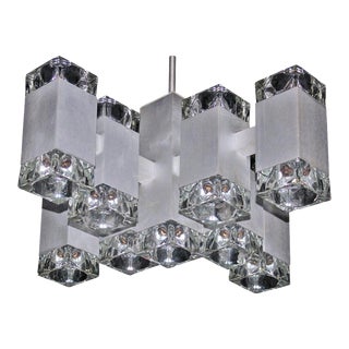 Gaetano Sciolari Mid-Century Modern Seventeen Light Ice Cube Chandelier For Sale