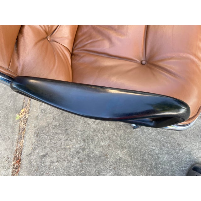 Vintage Charles Pollock for Knoll Brown Leather Desk Chair For Sale - Image 17 of 18