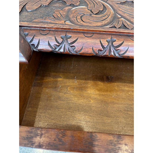 19th Century Carved Oak Desk in the Style of Style of R. J. Horner & Co. For Sale - Image 12 of 18