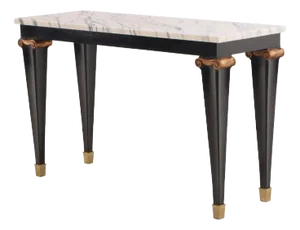 A French Marble Top, Ebonized Console Table, in the Manner of Andre Arbus, C. 1940.
