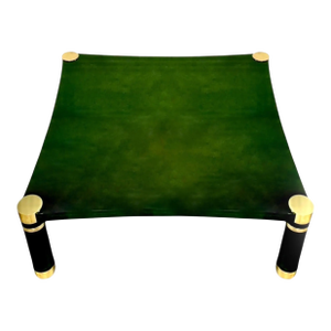 Karl Springer Green Crackle Lacquer and Brass Coffee Table, 1970